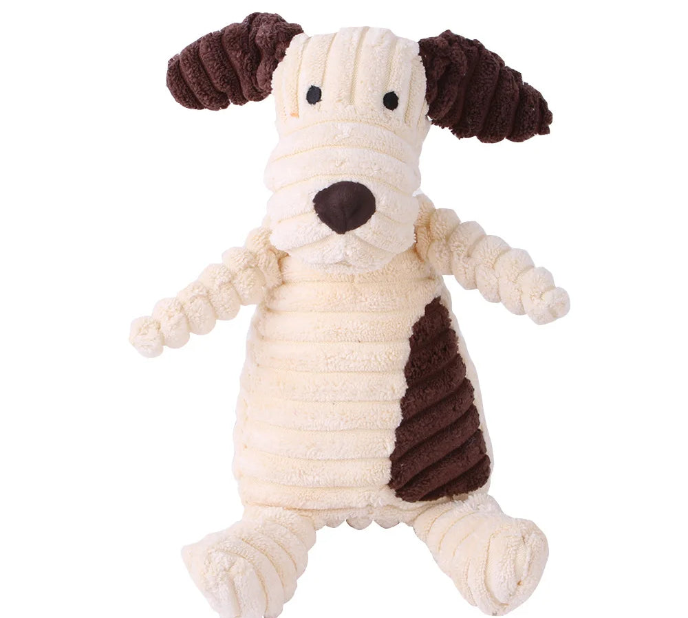 Plush Dog Toy Animals Shape Bite Resistant Squeaky Toys Corduroy Dog Toys for Small Large Dogs Puppy Pets Training Accessories