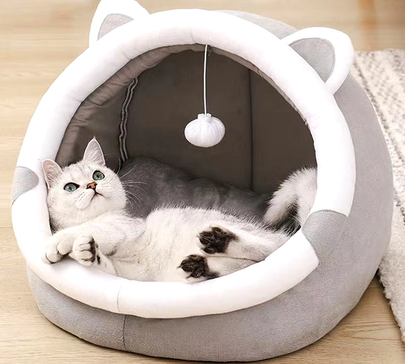Cute Cat Bed for Indoor Small and Large Cats Dog Tent Soft Pet Kitten House Cozy Puppy Cushion