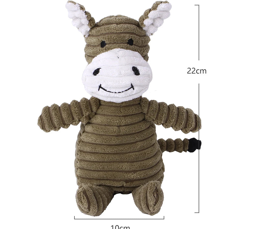 Plush Dog Toy Animals Shape Bite Resistant Squeaky Toys Corduroy Dog Toys for Small Large Dogs Puppy Pets Training Accessories