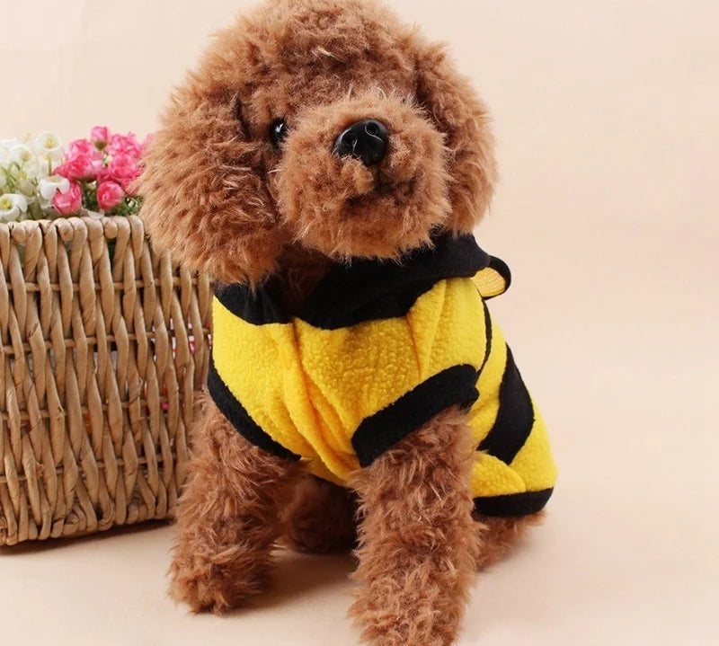 Bee Pet Puppy Coat Apparel Outfit Fleece Clothes Dog Cat Hoodie Fancy Costume Halloween Cosplay Sweater Dog Hoodies