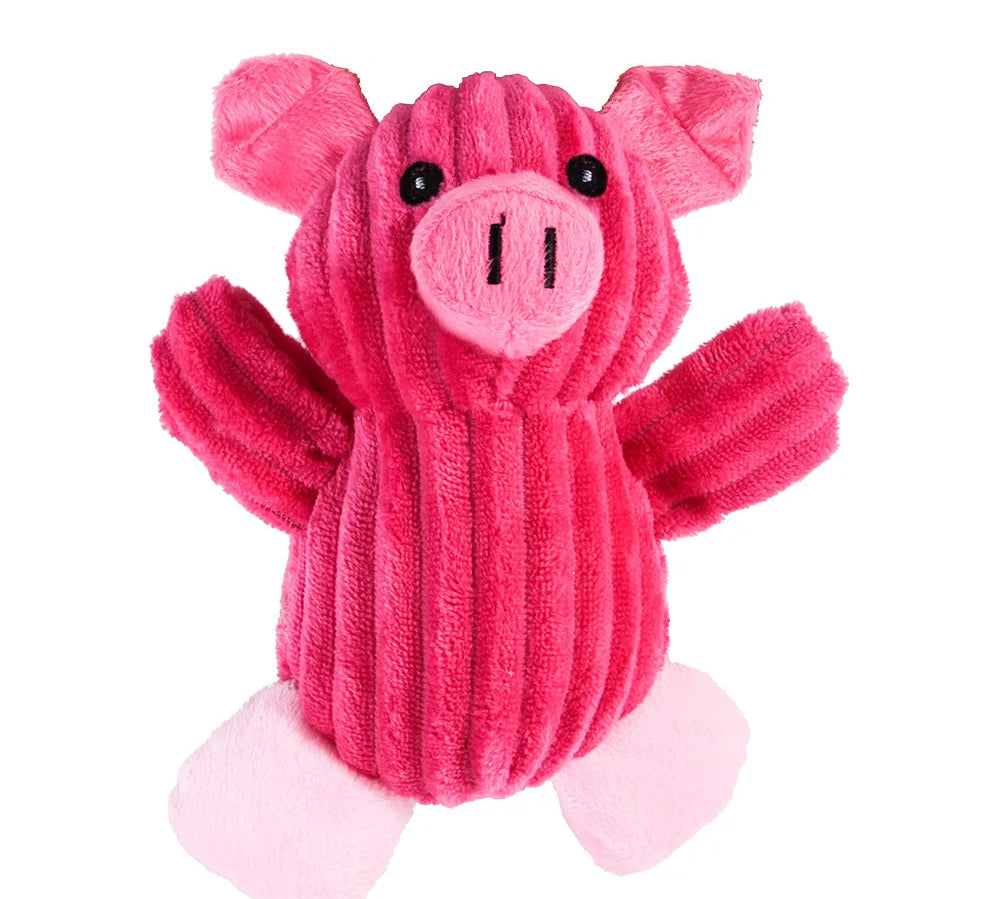 Plush Dog Toy Animals Shape Bite Resistant Squeaky Toys Corduroy Dog Toys for Small Large Dogs Puppy Pets Training Accessories