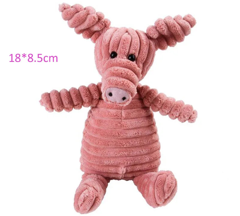 Plush Dog Toy Animals Shape Bite Resistant Squeaky Toys Corduroy Dog Toys for Small Large Dogs Puppy Pets Training Accessories