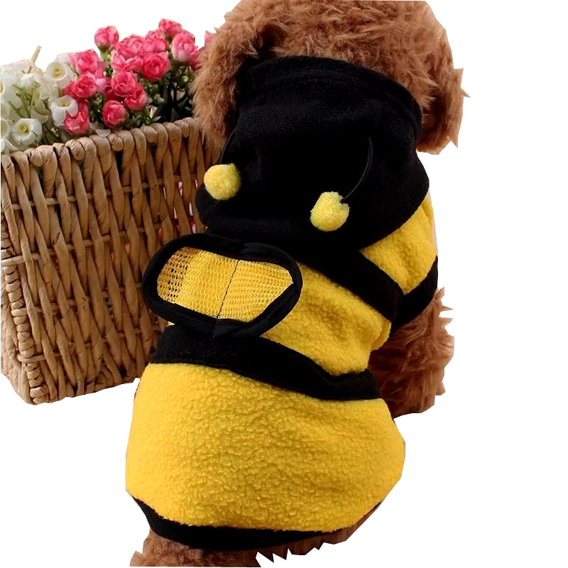 Bee Pet Puppy Coat Apparel Outfit Fleece Clothes Dog Cat Hoodie Fancy Costume Halloween Cosplay Sweater Dog Hoodies