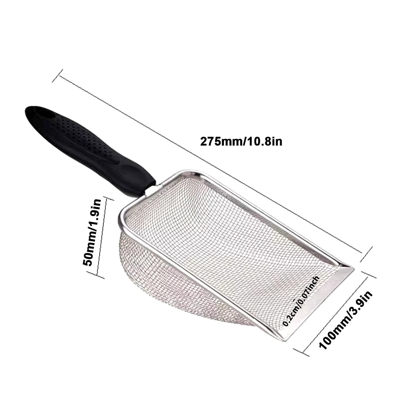 Pet Cat Waste Shovel Long Handle Stainless Steel Metal Shovel Litter Filter Garbage Sand Scoop Pet Cleaning Tool Pet Supplies