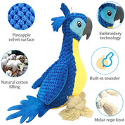 Plush Dog Toys Interactive Squeaky Durable Stuffed Cotton Rope Pet Puppy Toys Teeth Cleaning Embroidery Parrot