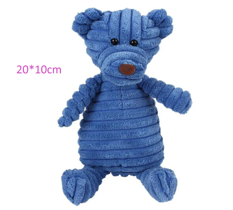 Plush Dog Toy Animals Shape Bite Resistant Squeaky Toys Corduroy Dog Toys for Small Large Dogs Puppy Pets Training Accessories