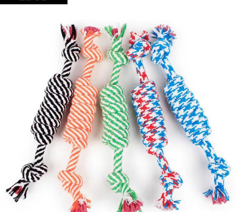 1PC Dog Toy Carrot Knot Rope Ball Cotton Rope Dumbbell Puppy Cleaning Teeth Chew Toy Durable Braided Bite Resistant Pet Supplies