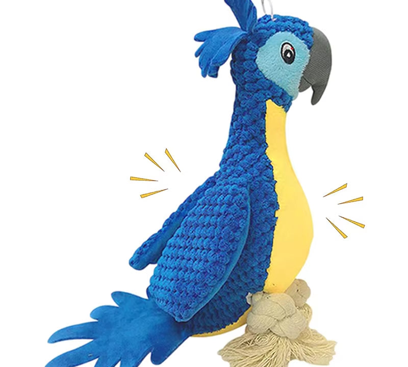 Plush Dog Toys Interactive Squeaky Durable Stuffed Cotton Rope Pet Puppy Toys Teeth Cleaning Embroidery Parrot