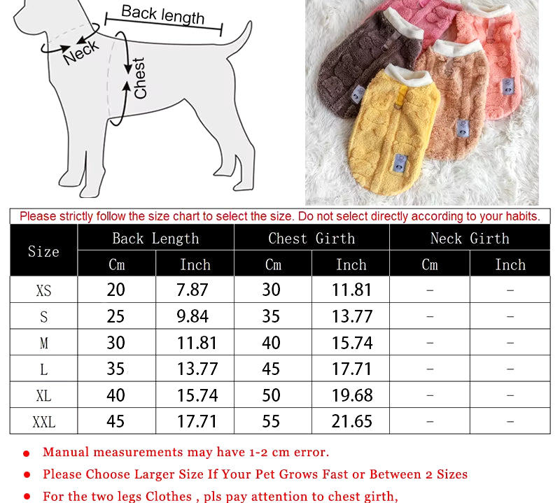 Soft Fleece Dog Clothes Winter Warm Puppy Kitten Pullover Pet Clothes for Small Dogs Chihuahua Bulldog Apparel Sweater for Dogs