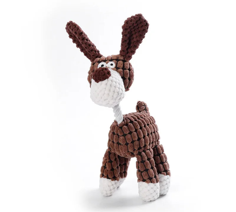 Plush Dog Toy Animals Shape Bite Resistant Squeaky Toys Corduroy Dog Toys for Small Large Dogs Puppy Pets Training Accessories