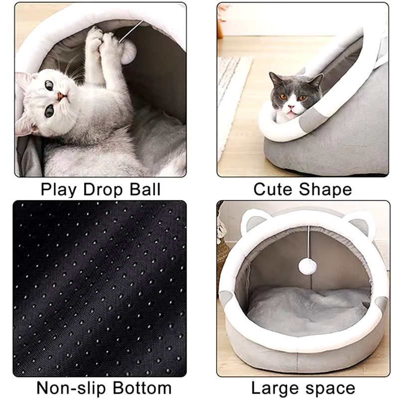 Cute Cat Bed for Indoor Small and Large Cats Dog Tent Soft Pet Kitten House Cozy Puppy Cushion