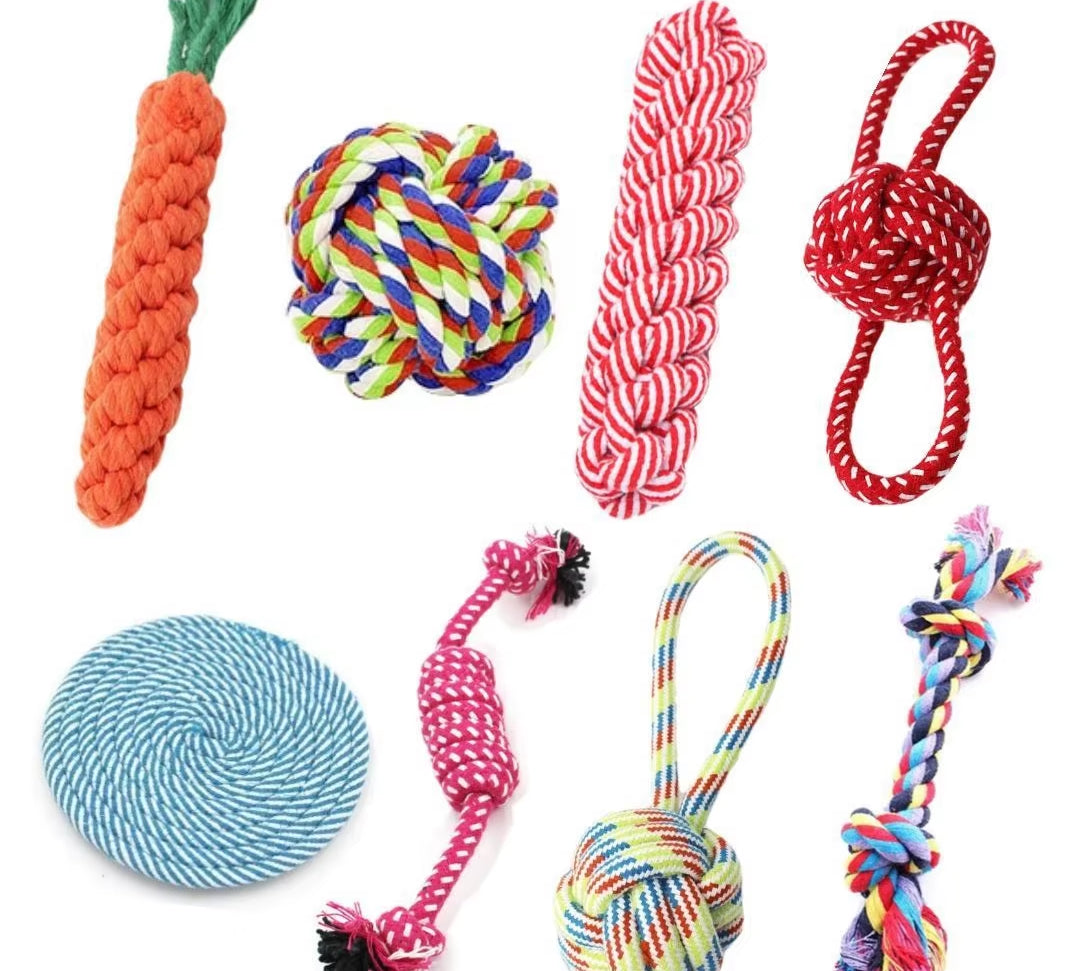 1PC Dog Toy Carrot Knot Rope Ball Cotton Rope Dumbbell Puppy Cleaning Teeth Chew Toy Durable Braided Bite Resistant Pet Supplies