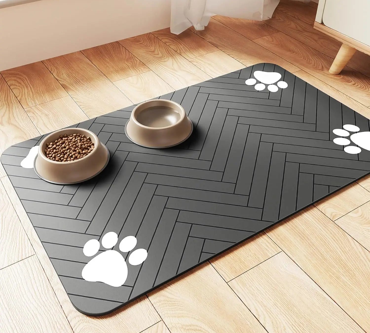 Pet Feeding Mat-Absorbent Pet Placemat for Food and Water Bowl, with Waterproof Rubber Backing, Quick Dry Water Mat for Dog Cat