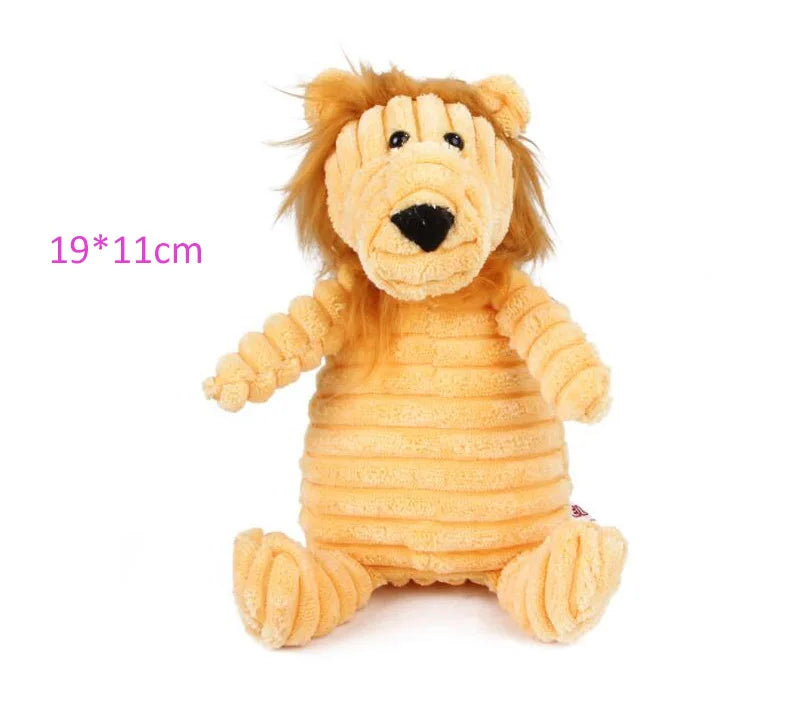 Plush Dog Toy Animals Shape Bite Resistant Squeaky Toys Corduroy Dog Toys for Small Large Dogs Puppy Pets Training Accessories