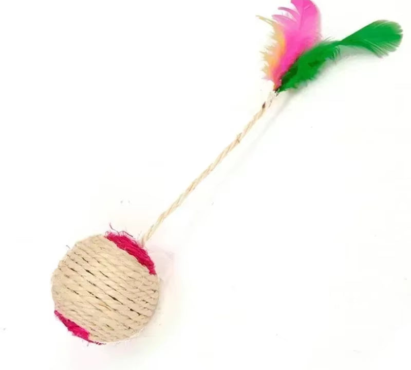 1Pc Cat Toy Sisal Scratching Ball Training Interactive Toy for Kitten Pet Cat Supplies Feather Toy Cat Toys Interactive
