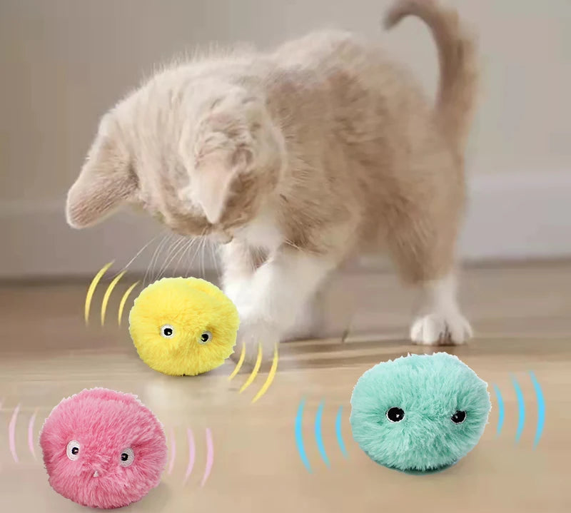 Interactive Ball Smart Cat Toys Plush Electric Catnip Training Toy Kitten Touch Sounding Pet Product Squeak Toy Ball