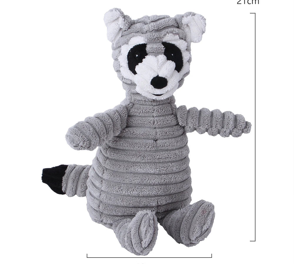 Plush Dog Toy Animals Shape Bite Resistant Squeaky Toys Corduroy Dog Toys for Small Large Dogs Puppy Pets Training Accessories