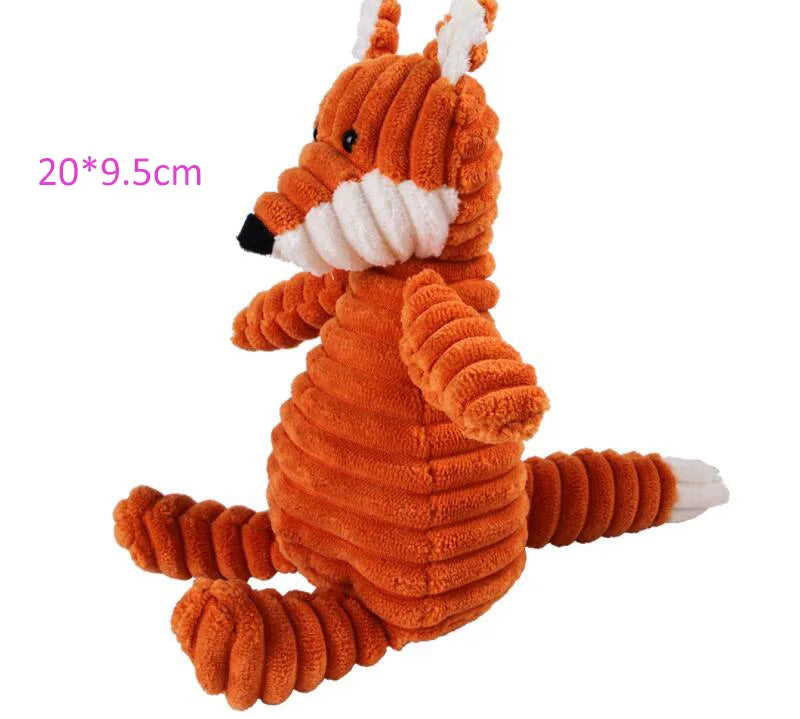 Plush Dog Toy Animals Shape Bite Resistant Squeaky Toys Corduroy Dog Toys for Small Large Dogs Puppy Pets Training Accessories